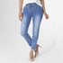 OMG Straight Leg Embroidered Capri Jeans - Medium Denim