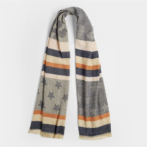 Jaelyn Oblong Scarf - Denim/Rust - Final Sale - Denim/Rust