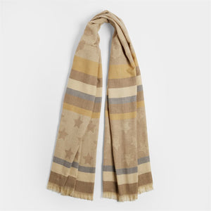 Jaelyn Oblong Scarf - Taupe/Dusty Blue - Final Sale - Taupe/Dusty Blue