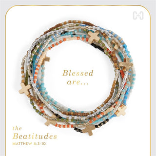 The Beatitudes Cross Charm Bracelet - Gold