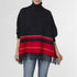 Sara Stripe Bottom Cowl Neck Poncho - Black/Red