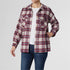 Skylar Plaid Button Front Shacket - Burgundy/Cream