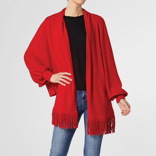 Cheryl Soft Wrap with Fringe - Red