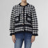 Dannie Button Front Cardigan with Eyelash Fringe - Black/Cream