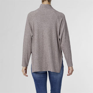 Teagan Long Sleeve Ribbed Mock Neck Sweater - Mushroom - Final Sale - Mushroom