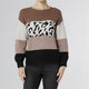 Lena Striped Colorblock Animal Print Sweater - Brown/Animal/Black - Final Sale - Brown/Animal/Black