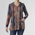 Liza 1/4 Zip Hooded Tunic with Pockets - Rust/Navy