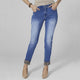 OMG Zoey Zip Boyfriend Print Cuff Jeans - Medium Denim/Brown Animal - Final Sale - Medium Denim/Brown Animal
