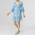 Lonnie Ruffled Printed Tunic Dress - Aqua/Royal Floral