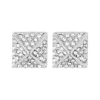 Silver Geometric Pyramid Earrings - Silver