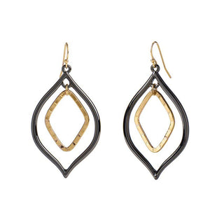 Mixed Metal Pointed Tear Drop Dangle Earrings - Mixed Metal