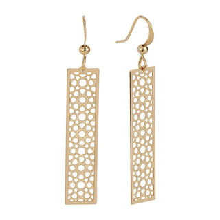 Gold Filigree Bar Dangle Earrings - Gold