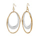 Mixed Metal Double Oval Dangle Earrings - Gold/Silver