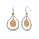 Mixed Metal Tear Drop Hammered Dangle Earrings - Silver/Gold