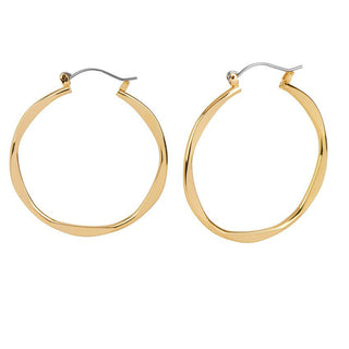 Gold Wavy Hoop Earrings - Gold