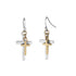 Mixed Metal Layered Cross Dangle Earrings