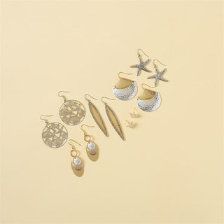 Swinging Moon Dangle Earrings - Mixed Metal