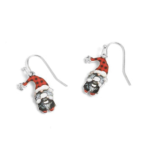 Gnome Dangle Earrings - Red/Black Check - Final Sale - Red