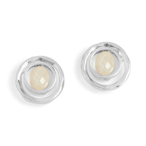 Two Circle Silver Stud Earrings - Silver