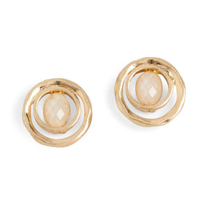 Two Circle Gold Stud Earrings - Gold