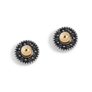 Silver Stones with Gold Center Stud Earrings - Mixed