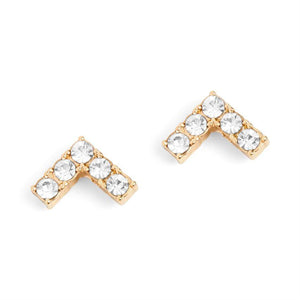 Gold Fashion Arrow with Stones Stud Earrings - Gold
