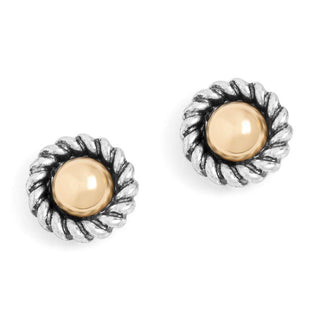 Silver Rope with Gold Stud Stud Earrings - Mixed