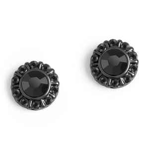 Black Onyx with Stones Stud Earrings - Black