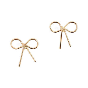 Gold Ribbon Stud Earrings - Gold