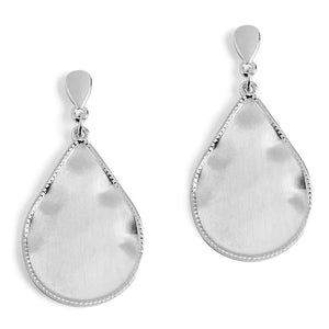 Silver Teardrop with Trim Dangle Earrings - Silver