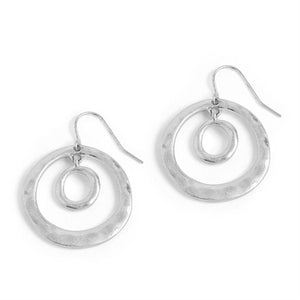 Silver Double Circle Hoop Earrings - Silver