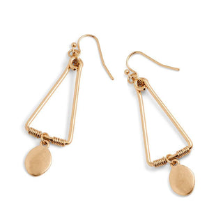 Gold Dangle Triangle Dangle Earrings - Gold