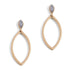 Gold Oval Drop with Grey Stone Dangle Earrings