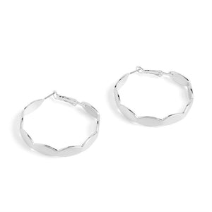 Fancy Silver Hoop Earrings - Silver