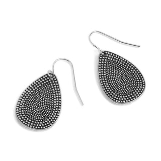 Silver Studded Open Teardrop Dangle Earrings - Silver