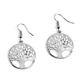 Tree of Life - Silver Dangle Earrings - Silver