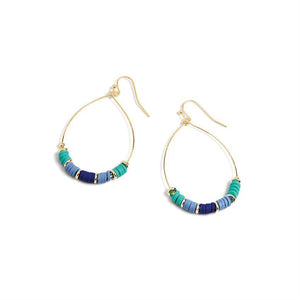 Gold Open Teardrop with Heisihi Beads Hoop Earrings - Final Sale - Gold