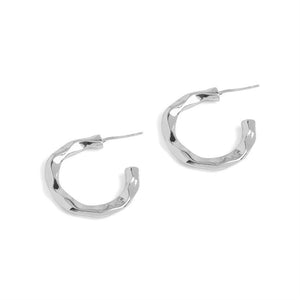 Silver Jagged Edged Hoop Earrings - Silver