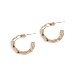 Gold Jagged Edged Hoop Earrings - Gold