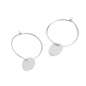 Dainty Silver Hoop with Dangle Earrings - Silver