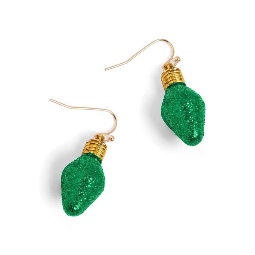 Christmas Bulbs Dangle Earrings - Green