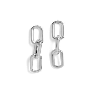 Silver Links Hoop Earrings - Silver