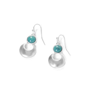 Silver Circle Dangle w/ Turquoise Earrings - Silver/Turquoise