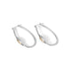 Silver Oval Hoop w/ Stone on Side Earrings - Silver