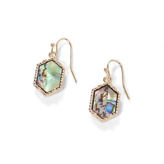 Abalone Hexagon with Gold Trim Earrings - Abalone/Gold