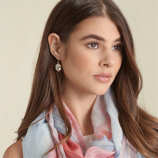 Abalone Hexagon with Gold Trim Earrings - Abalone/Gold