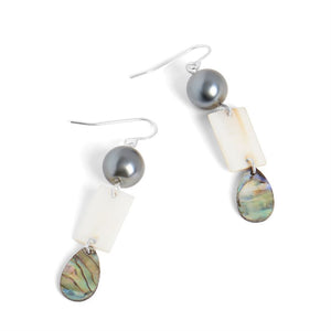 Pearl with Abalone Dangle Earrings - Final Sale - Pearl/Abalone