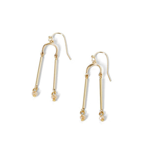 U Dangle with Facet Beads Earrings - Final Sale - Gold