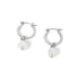 Small Silver Hoop with Pearl Dangle