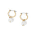 Small Gold Hoop with Pearl Dangle Earrings